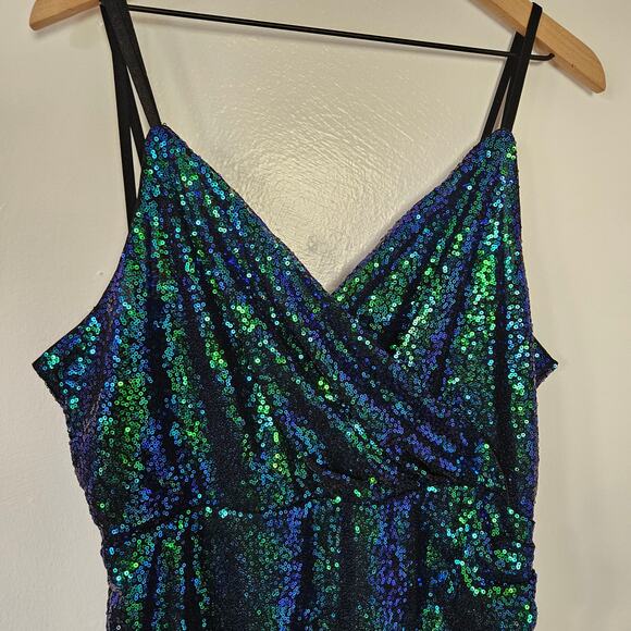 Grace Karin Green and Blue Sequin Dress - Picture 4 of 12